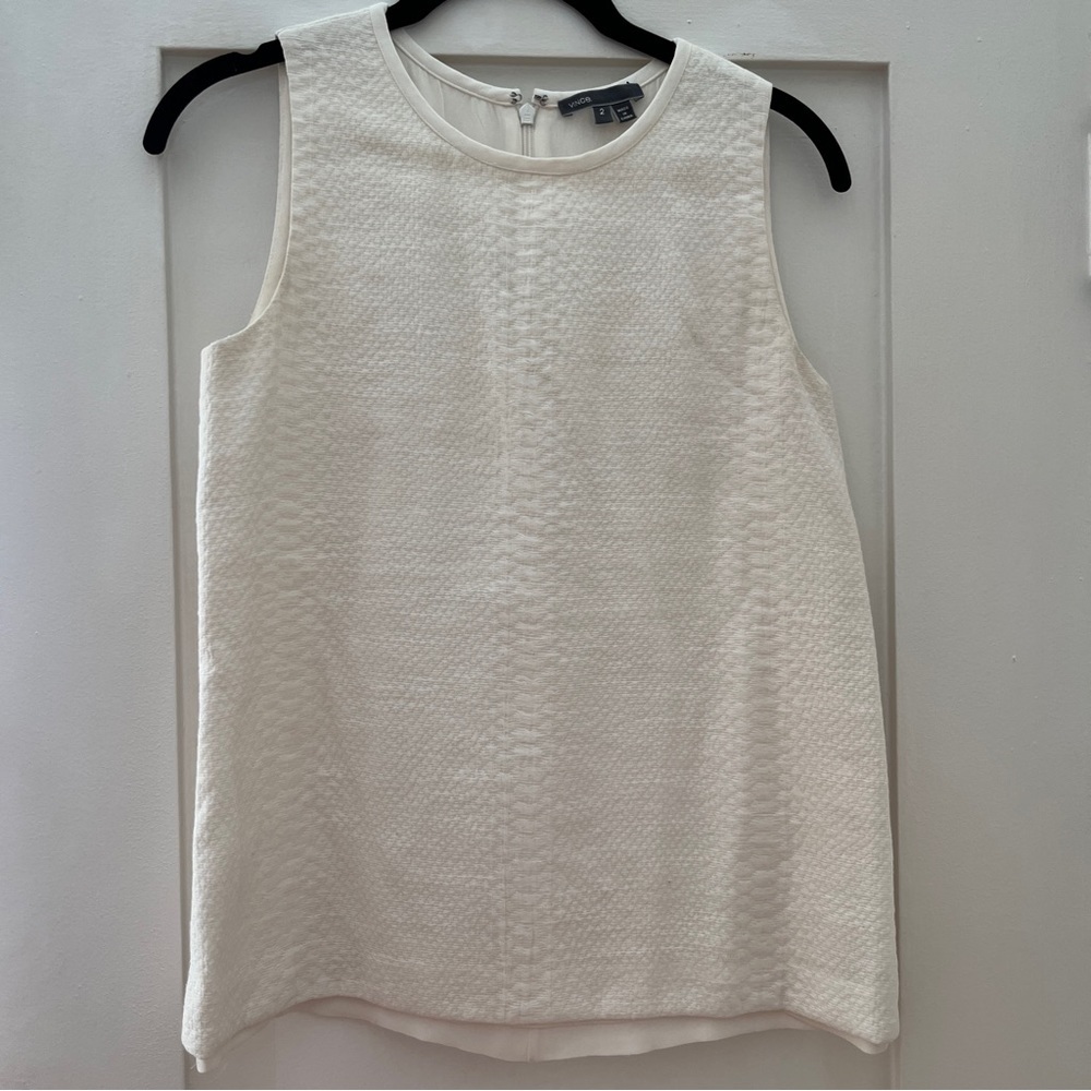 Vince Sleeveless Blouse with Embossed Snake Print and Zippered Back